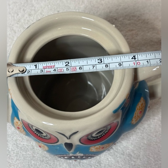 Vintage Ceramic Owl Teapot Hand Painted and Enamled Pottery Tea Pot by Royal - Picture 10 of 10